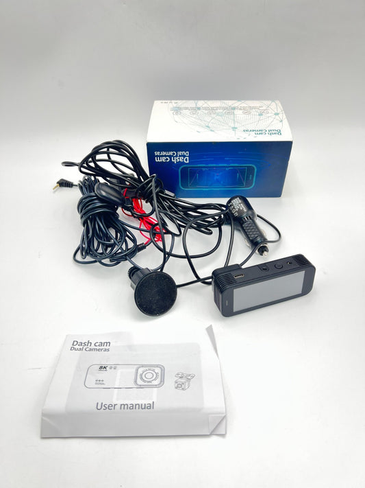 8K ULTRA HD DASH CAM DUAL CAMERAS 3.16 "IPS SCREEN 170 WIDE ANGLE LENS WITH LOOP