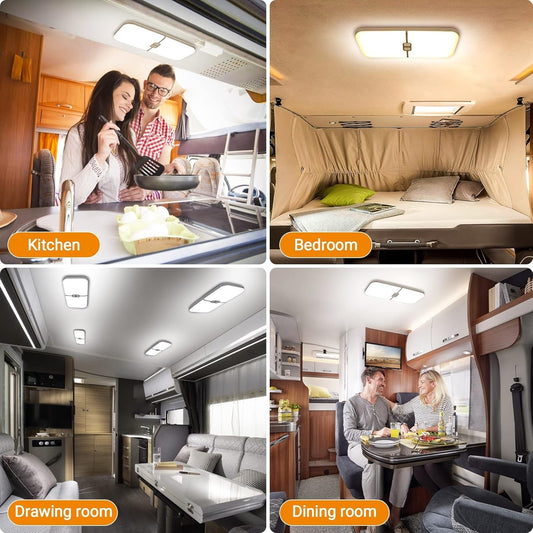 Dimmable 1700LM 3 Color Light Interior 12V 240Led Ceiling Dome Lamp RV 4Pcs