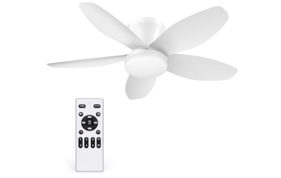 52" Ceiling Fans with Lights and Remote,Low Profile Flush mount 52 Inch White