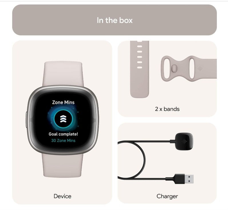 Fitbit Sense 2 Activity Tracker - Lunar White/Platinum Aluminum