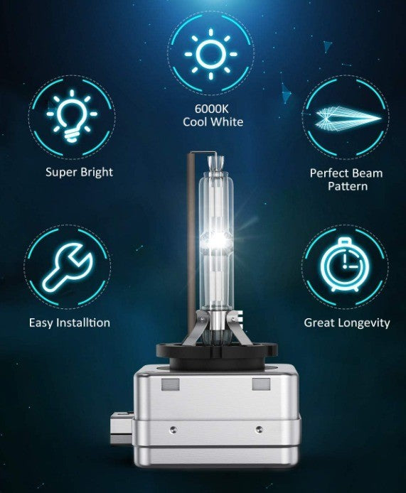 "Nilight D3S HID Bulb, 6000K Diamond White D3S HID Headlight Bulbs High Low Beam