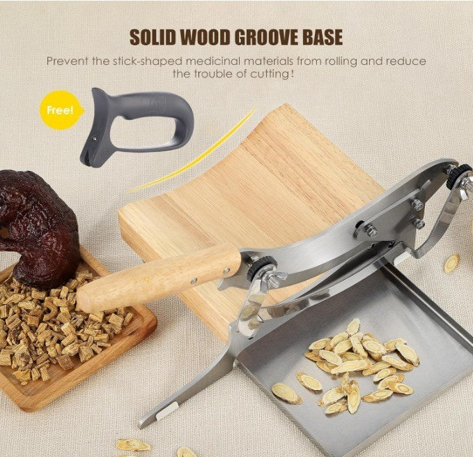 CGOLDENWALL 2 Blades Chinese Medicine Slicer Manual Radiused Biltong Slicer,