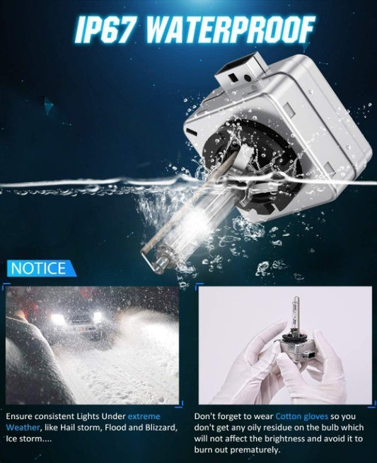 "Nilight D3S HID Bulb, 6000K Diamond White D3S HID Headlight Bulbs High Low Beam