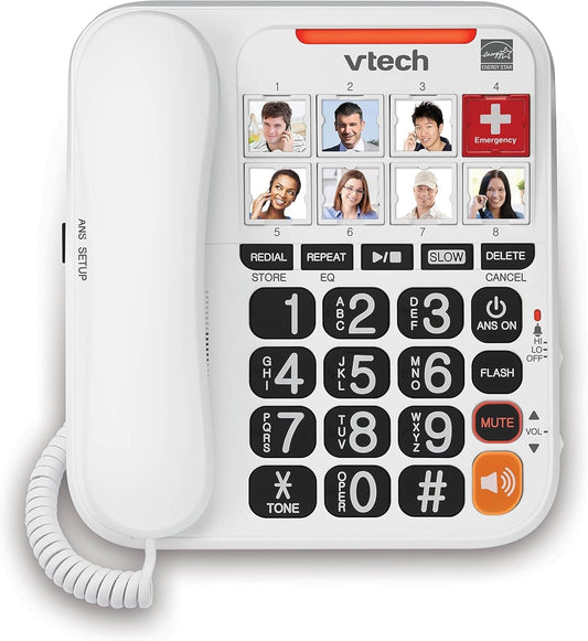 VTECH SN1127 Amplified Corded Answering System Photo Speed Dial 90dB Ringer Vol.
