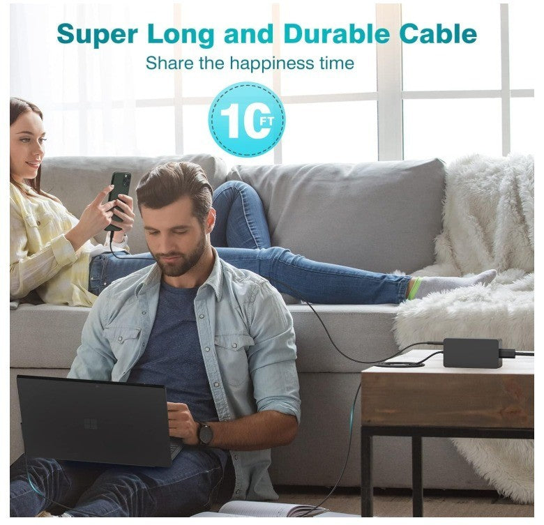 65W Charger Compatible with Microsoft Surface Pro 11, 10, 9, 8, 7+, 7, 6, 5, 4,