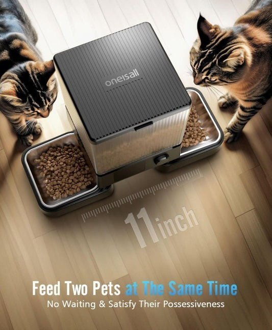 oneisall Automatic Cat Feeder with 5G WiFi, Automatic Cat Food Dispenser for 2 C