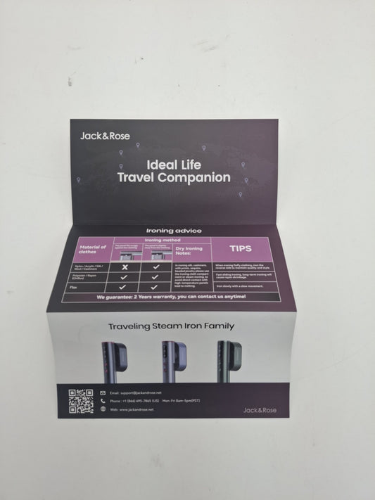 Jack & Rose Travel Steamer for Clothes,100-220V Portable Iron,15s Heat Black