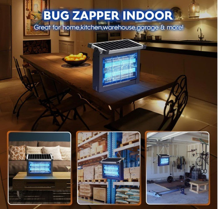 Solar Bug Zapper Outdoor Mosquito Zapper 4500V Waterproof Rechargeable Fly Zappe