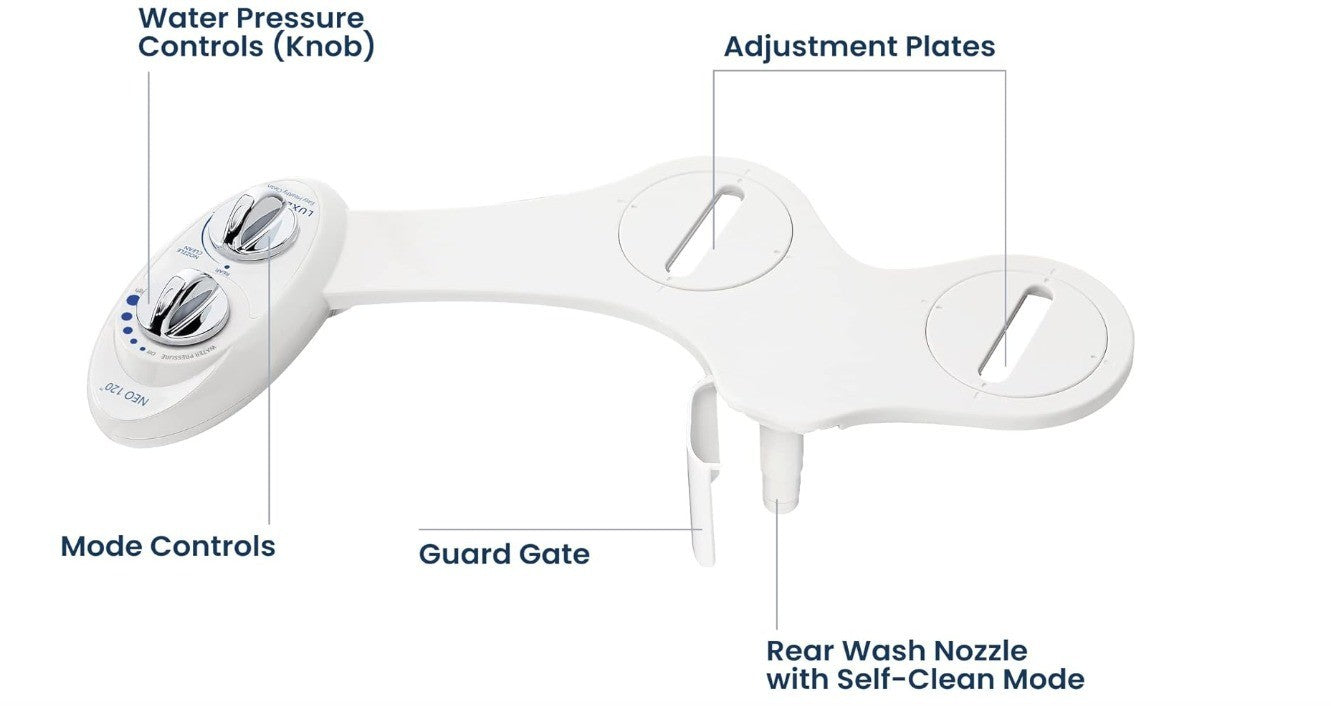 Luxe Bidet Neo 120 Self Cleaning Nozzle Fresh Water Non Electric Bidet WHITE