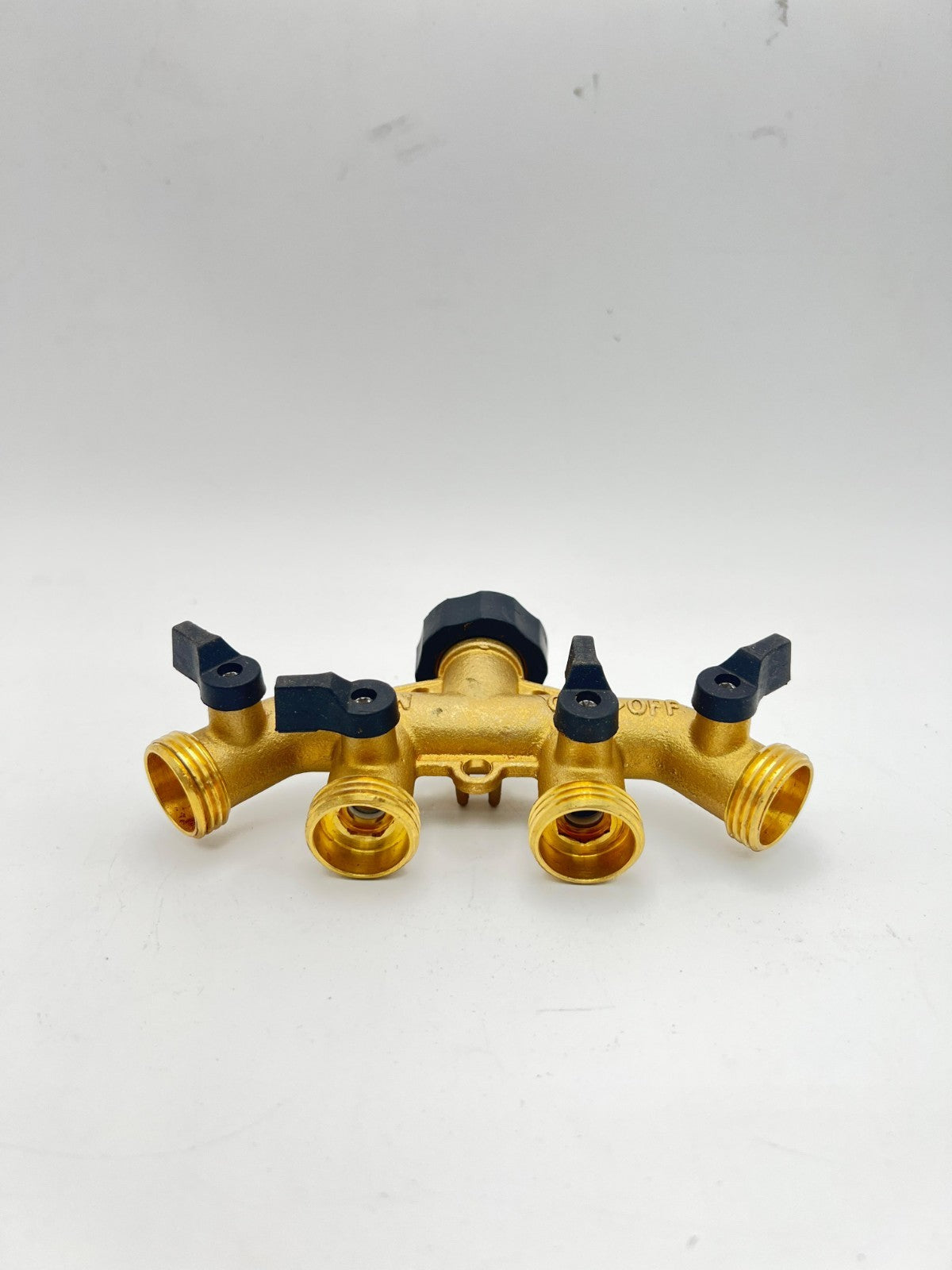 4 Way Brass Hose Splitter, 3/4" Brass Hose Faucet Manifold, Garden Hose