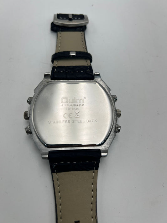 Avaner Mens Big Face Dual Time Zone Leather Strap Sport Watch