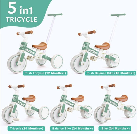 XIAPIA Tricycle for Toddlers 1-3 Year Olds, 5 in 1 Toddler Balance Bike with ...