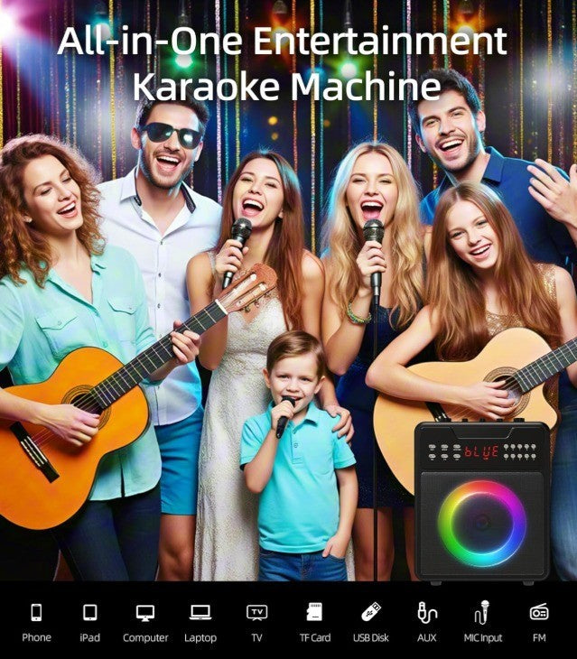 Karaoke Machine for Adults, Portable Karaoke Machine with Bluetooth and 2 Wirele