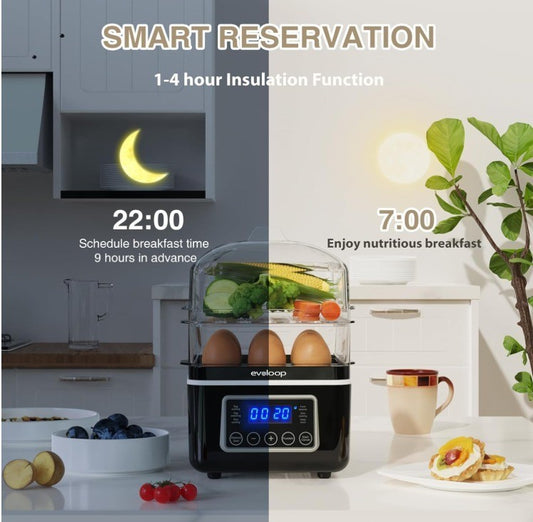 2 Tiers Electric Food Steamer for Cooking, 4 QT Digital Multi Vegetable