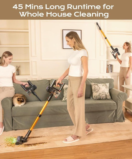 V15 Cordless Vacuum Cleaner, 45Mins Powerful Vacuum Cleaners for Home