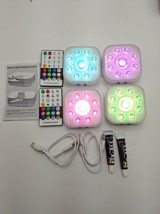 LOFTEK Pool Lights 4 Pack, Rechargeable Submersible LED Lights with Remote,