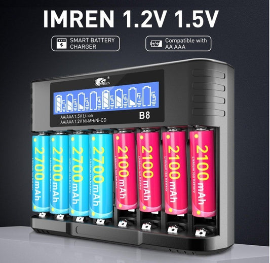 AA AAA Battery Charger, AA Battery Charger for 1.2V NiMH/NiCD 1.5V Lithium Ba...