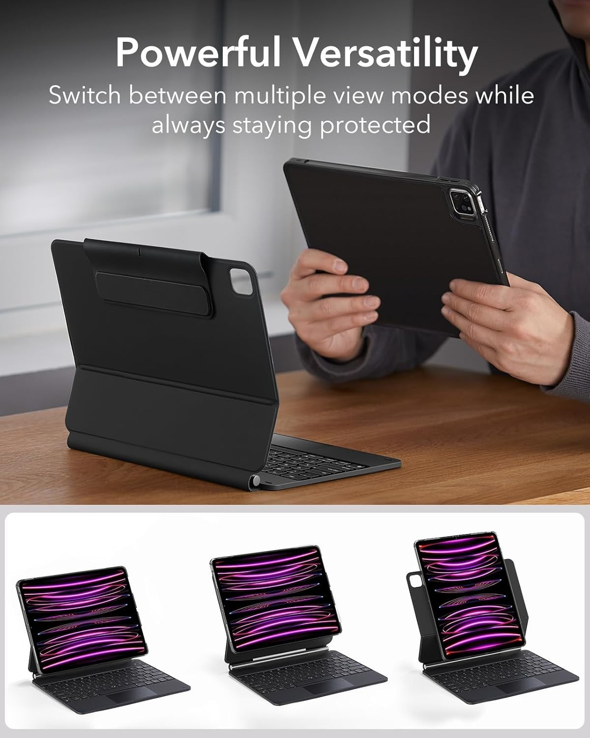 ESR iPad Pro 12.9 Case with Keyboard, Easy-Set Magnetic Stand