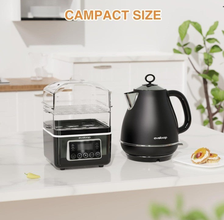 2 Tiers Electric Food Steamer for Cooking, 4 QT Digital Multi Vegetable