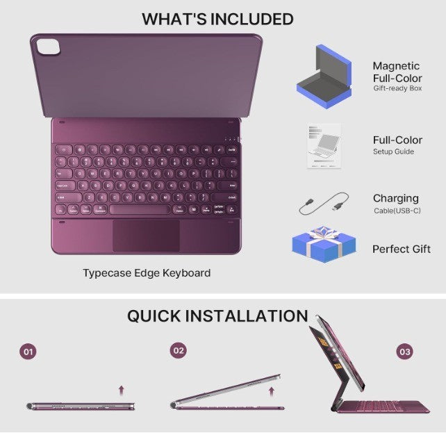 typecase Edge Keyboard Case for iPad Air 13-inch(M3/M2, 2025/2024) & iPad Pro 12