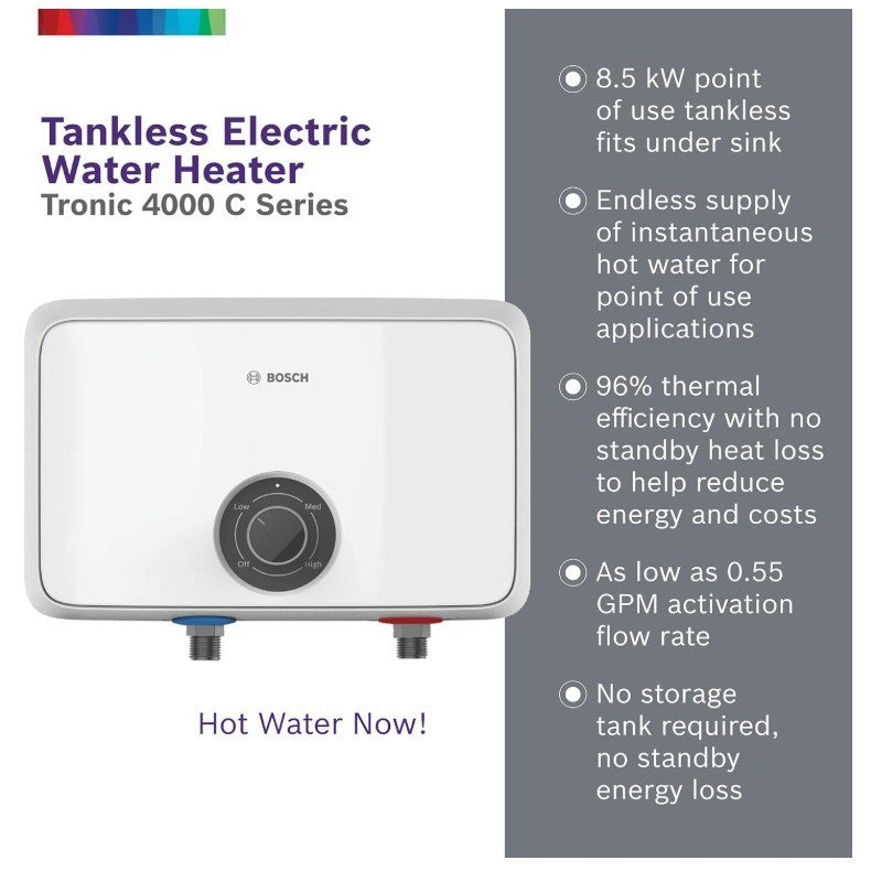 Bosch Thermotechnology Tronic 4000 C Electric Tankless Water Heater | White-Used
