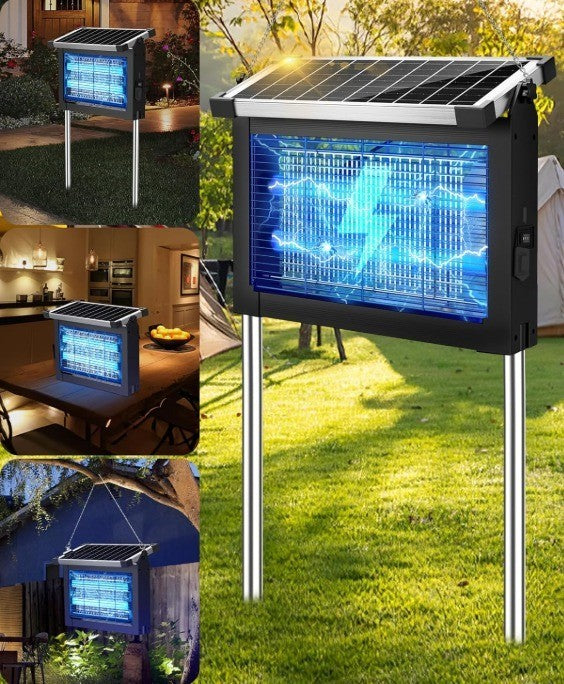 Solar Bug Zapper Outdoor Mosquito Zapper 4500V Waterproof Rechargeable Fly Zappe