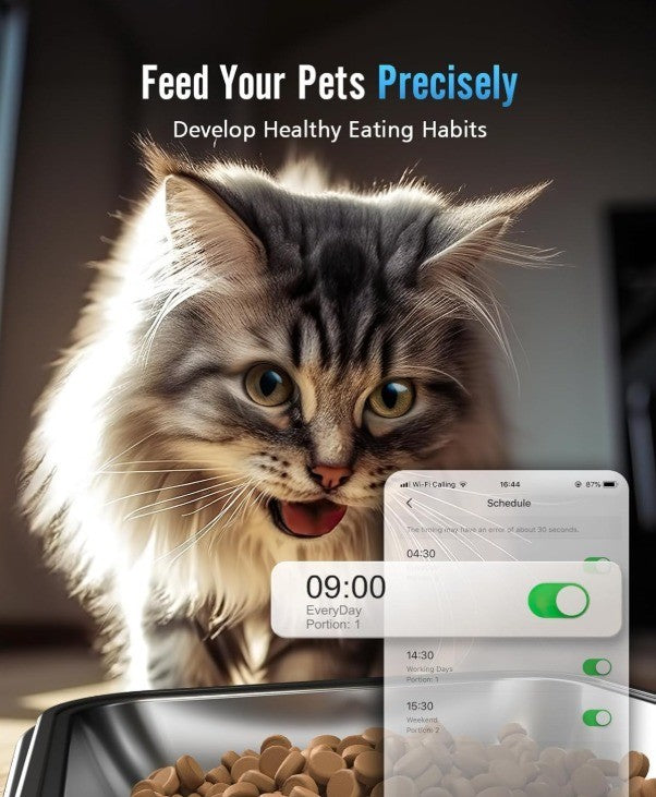 oneisall Automatic Cat Feeder with 5G WiFi, Automatic Cat Food Dispenser for 2 C