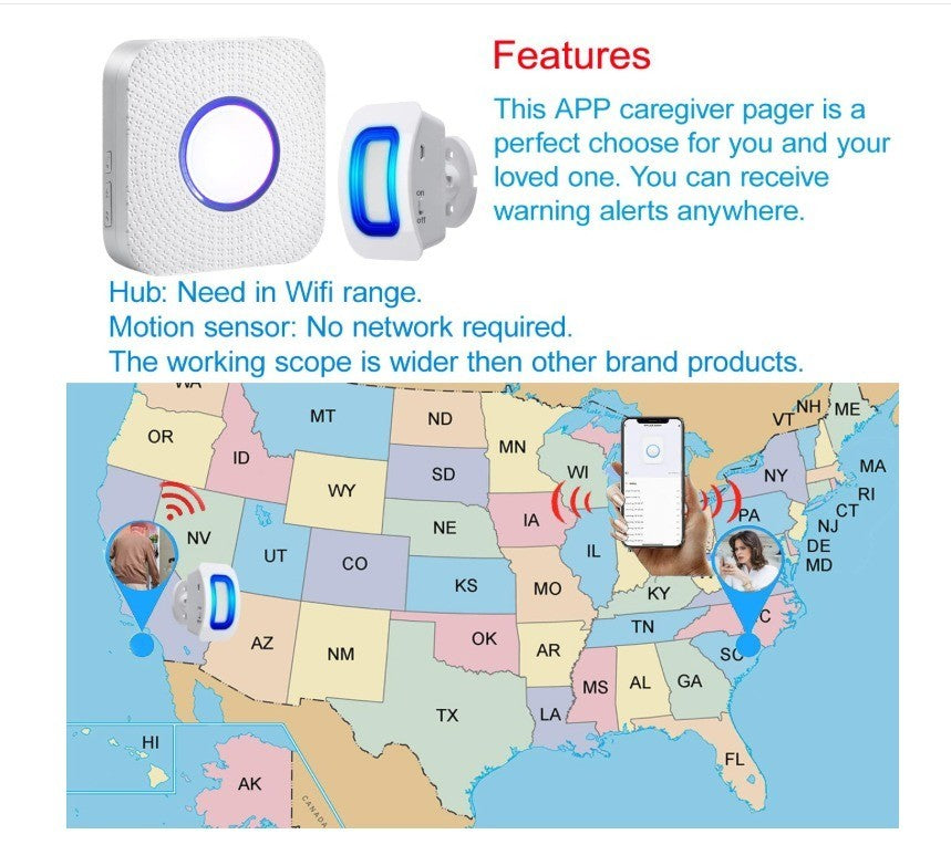 WiFi Smart Bed Sensor Alarm and Fall Prevention for Elderly/Adults/Seniors, Deme