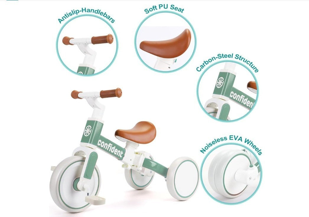 XIAPIA Tricycle for Toddlers 1-3 Year Olds, 5 in 1 Toddler Balance Bike with ...