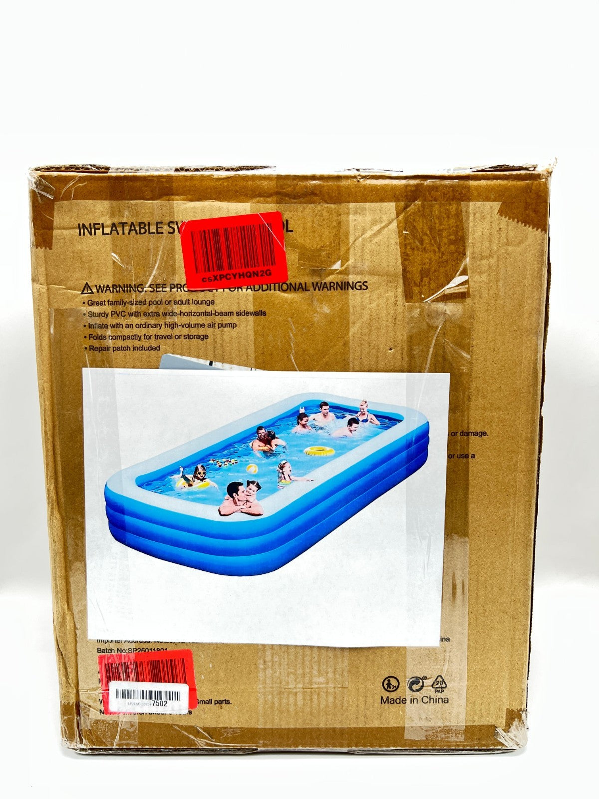 Large Inflatable Pool with Air Pump, 158" X 74" X 22" Blow-Up Pool for Kids,