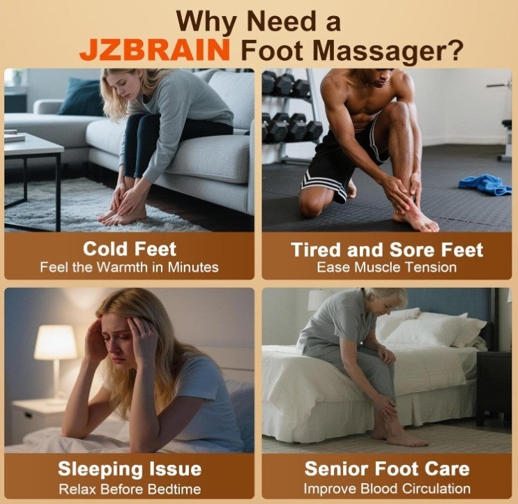 JZBRAIN Shiatsu Foot Massager Machine with Heat : Deep Kneading Foot Massager