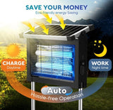 Solar Bug Zapper Outdoor Mosquito Zapper 4500V Waterproof Rechargeable Fly Zappe