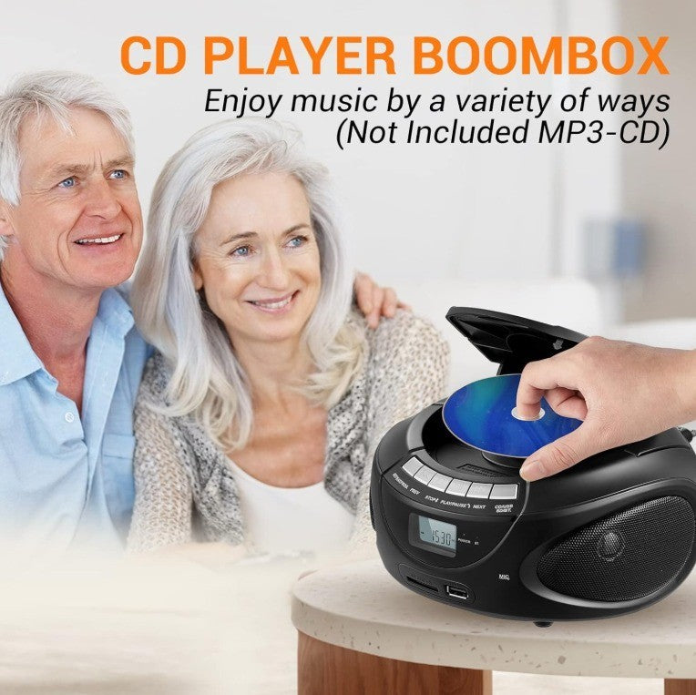 Gelielim Portable CD Players for Home, CD Boombox with AM/FM Stereo Radio, Bl...