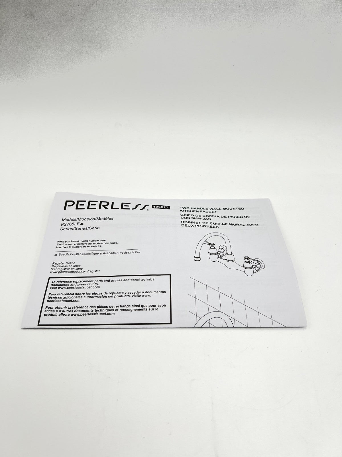 Peerless P2765LF Elmhurst 1.5 GPM Wall Mounted Bridge Kitchen Faucet, Chrome