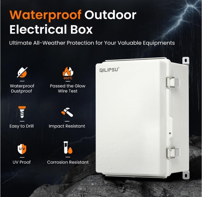 QILIPSU Waterproof Junction Box Outdoor Electrical Enclosure 11.2"x7.7"x5.1"