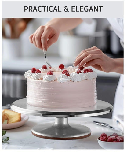 Syntus Aluminium Alloy Revolving Cake Stand 12" Rotating Cake Turntable for Cake