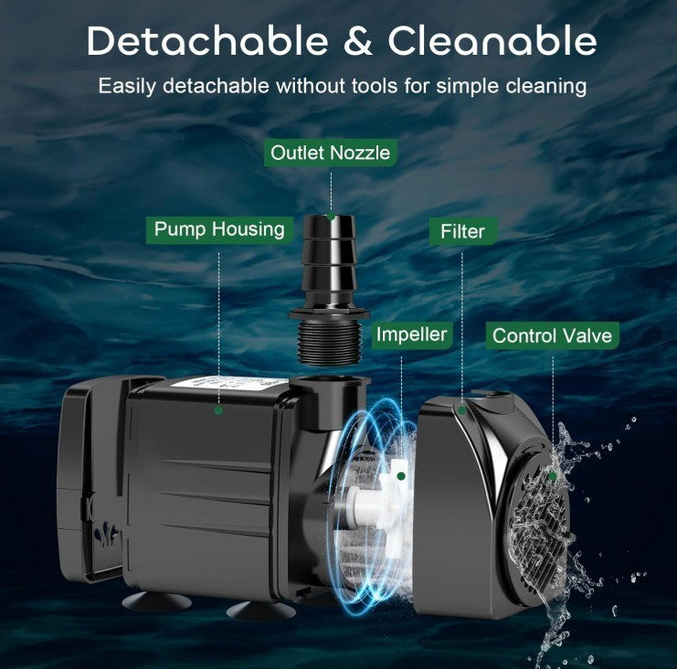 GROWNEER 550GPH Submersible Pump 30W Fountain Water Pump, 2000L/H, with 7.2Ft Hi