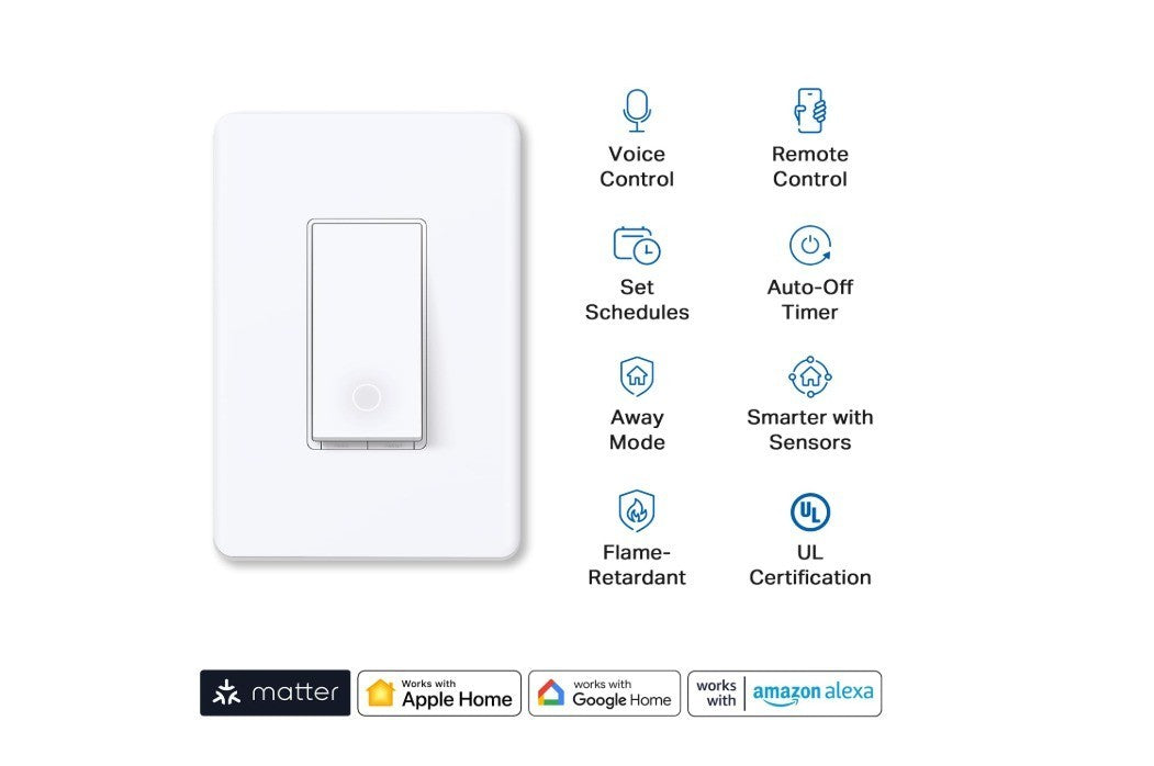 TP-Link Tapo Matter Smart Light Switch: Voice Control w/Siri, Alexa & 2-Pack