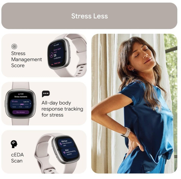 Fitbit Sense 2 Activity Tracker - Lunar White/Platinum Aluminum