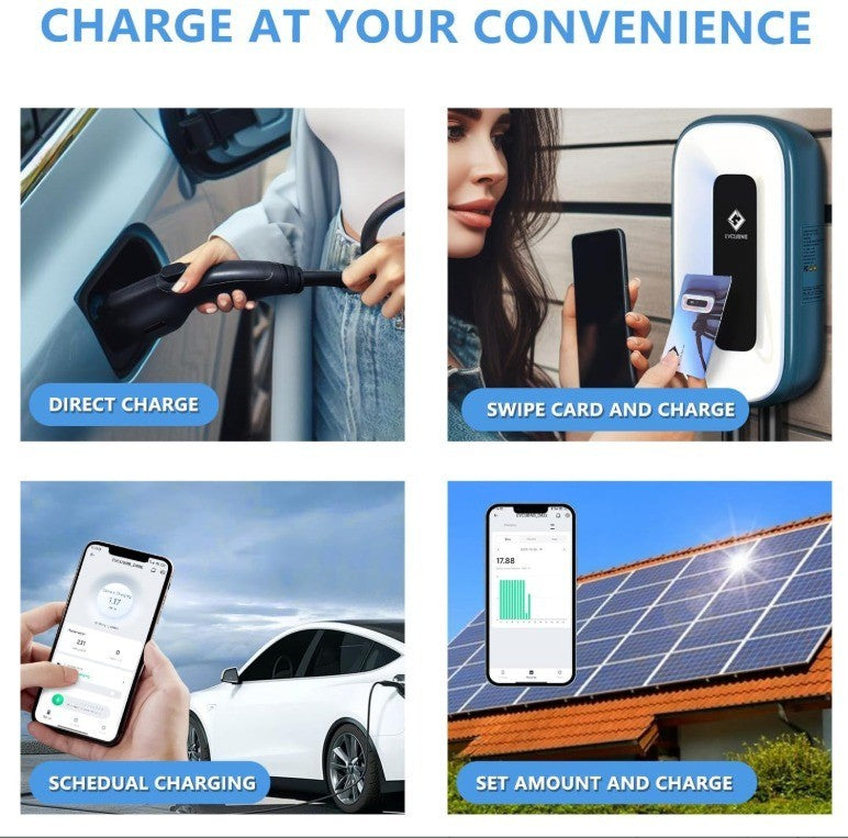 EV Charger Level 2，50 Amp Charge Station, 240V,Indoor/Outdoor EVSE, 25Ft Cable L