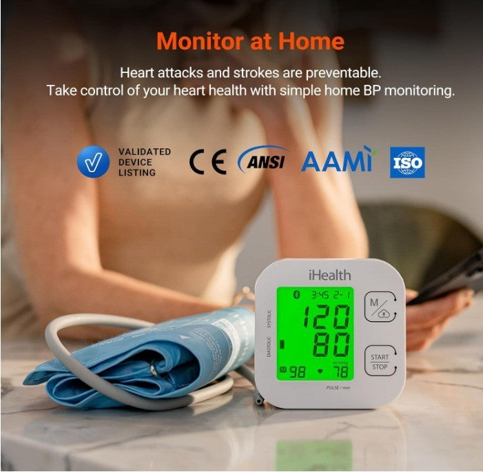 iHealth Track Smart Upper Arm Blood Pressure Monitor with Wide Range Cuff That