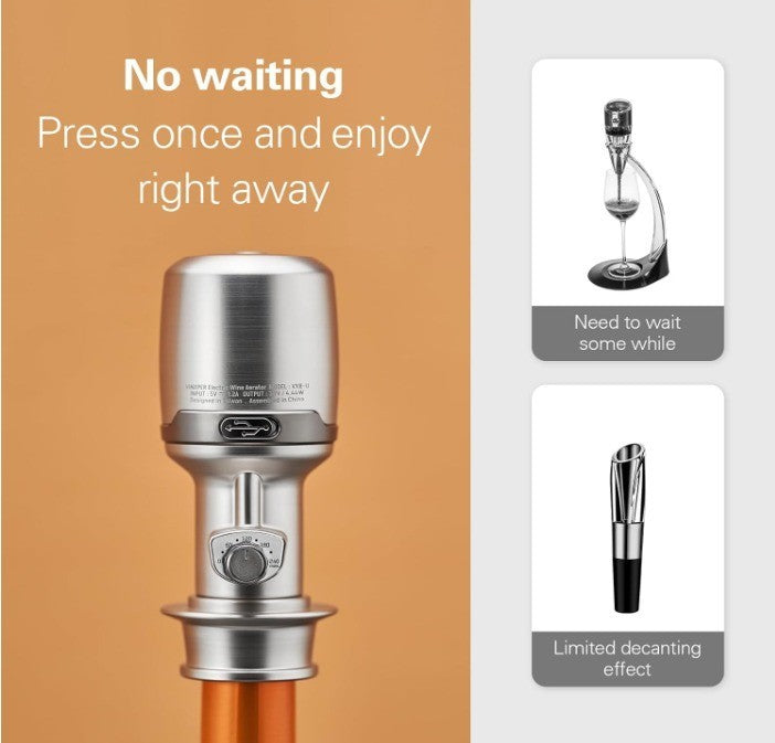 VINXPER Expert Adjustable Electric Wine Aerator – Instant 240-Min Precision Deca