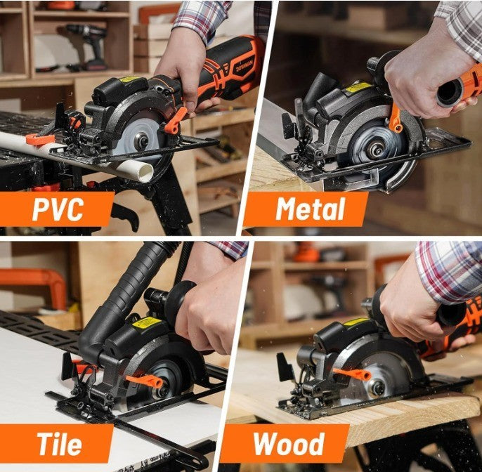 DOVAMAN Circular Saw, 5.8A 4-1/2" Circular Saw w/Laser, Metal Auxiliary Handle