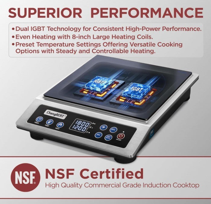 Changbert Portable Induction Cooktop, Nsf Certified Pro Induction Hot Plate