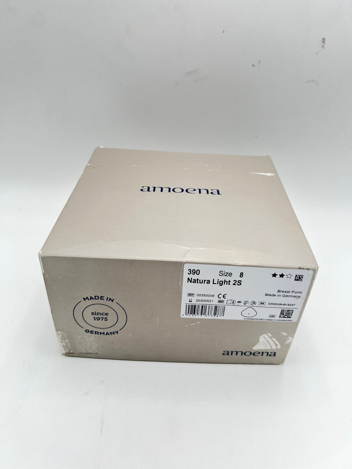 Amoena Natura Light Cosmetic Prosthesis 2S 390 Breast Form Size 8 Masectomy New
