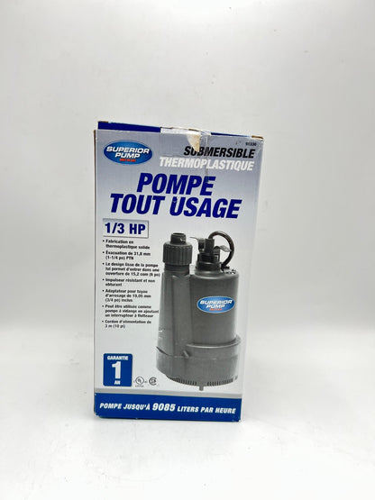 Superior Pump 91330 2400GPH Thermoplastic Submersible Utility Pump with