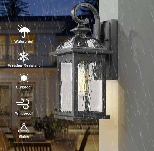 Darkaway Outdoor Lights Fixture Wall Mount, Exterior Wall Light with Water Rippl
