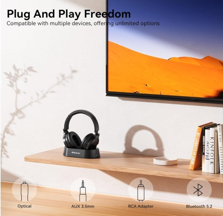NOUUI Wireless Headphones for TV. Headphones for Seniors w Bluetooth.  NU-TV002