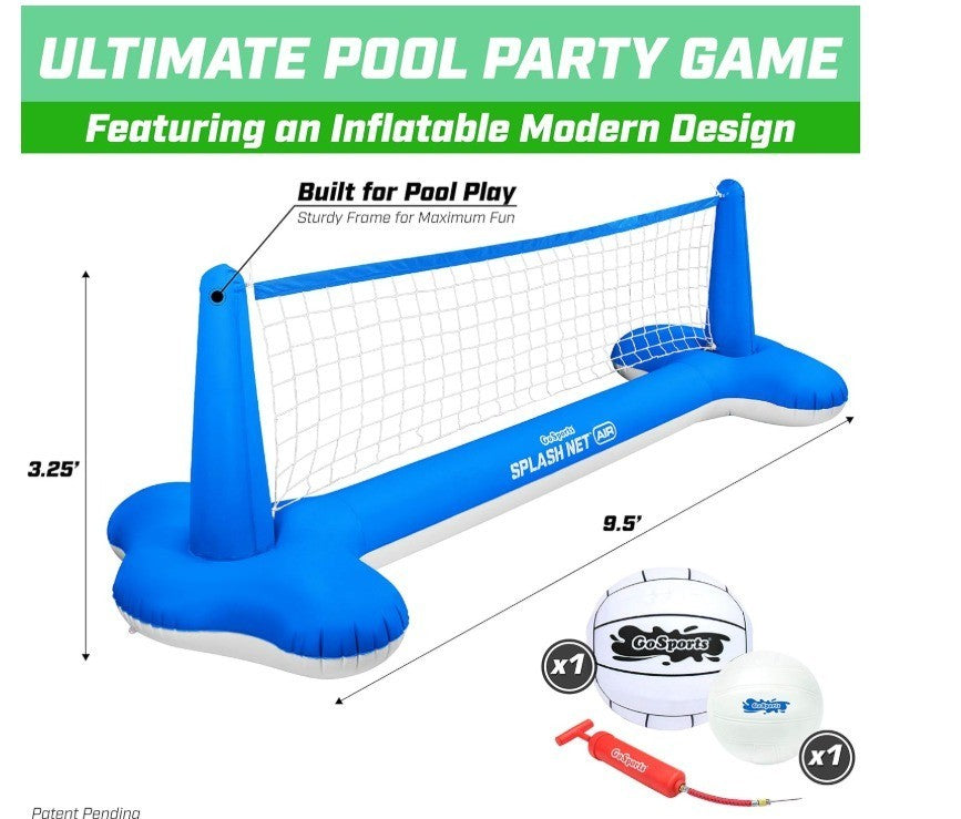 GoSports Splash Net Air, Inflatable Pool Volleyball Game - Includes Floating Net