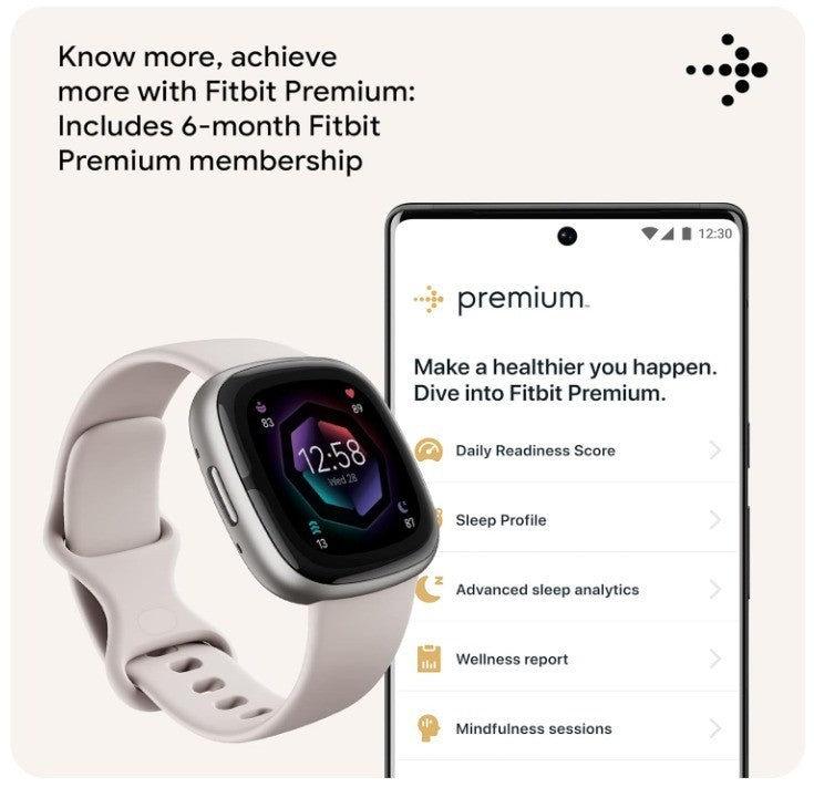 Fitbit Sense 2 Activity Tracker - Lunar White/Platinum Aluminum